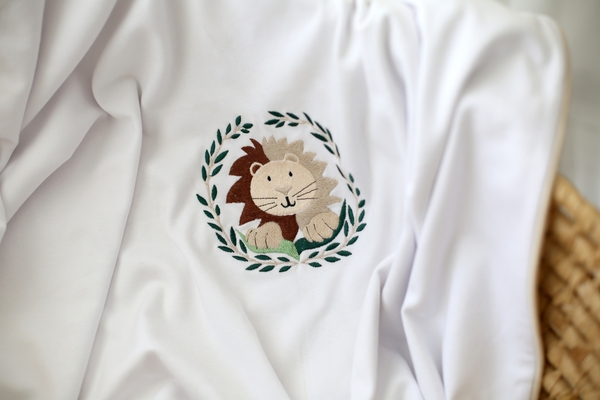 Penye Yeni Doğan Battaniye Aslan Nakışlı 80x80cm - Molini